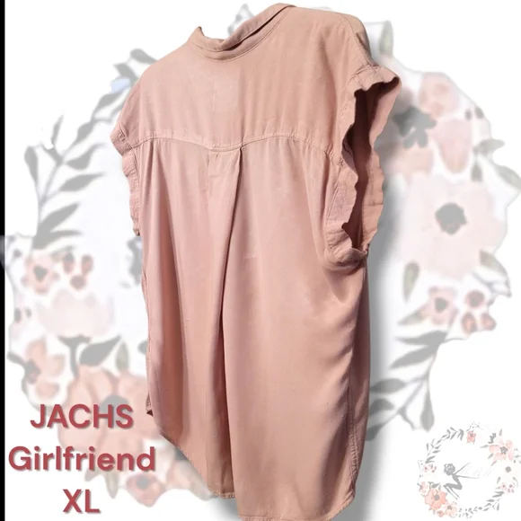 JACHS Girlfriend Dusty Rose Button Up Cap Sleeve Top XL - Picture 7 of 8